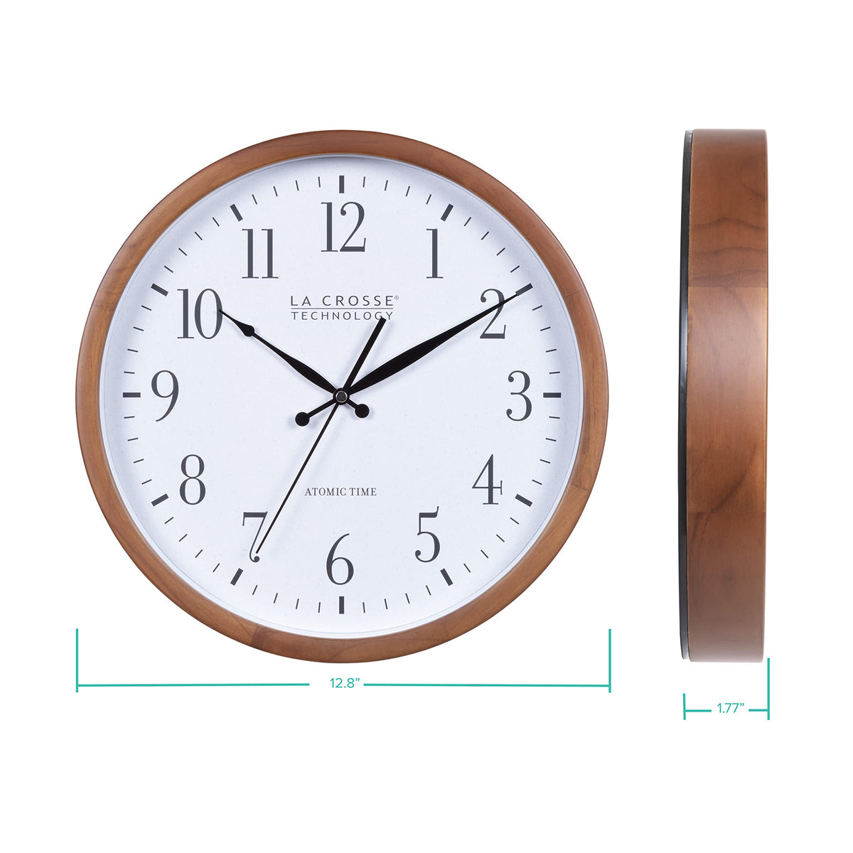 La Crosse Technology Atomic Analog Wall Clock, Wood, 12.80" (404-50447)