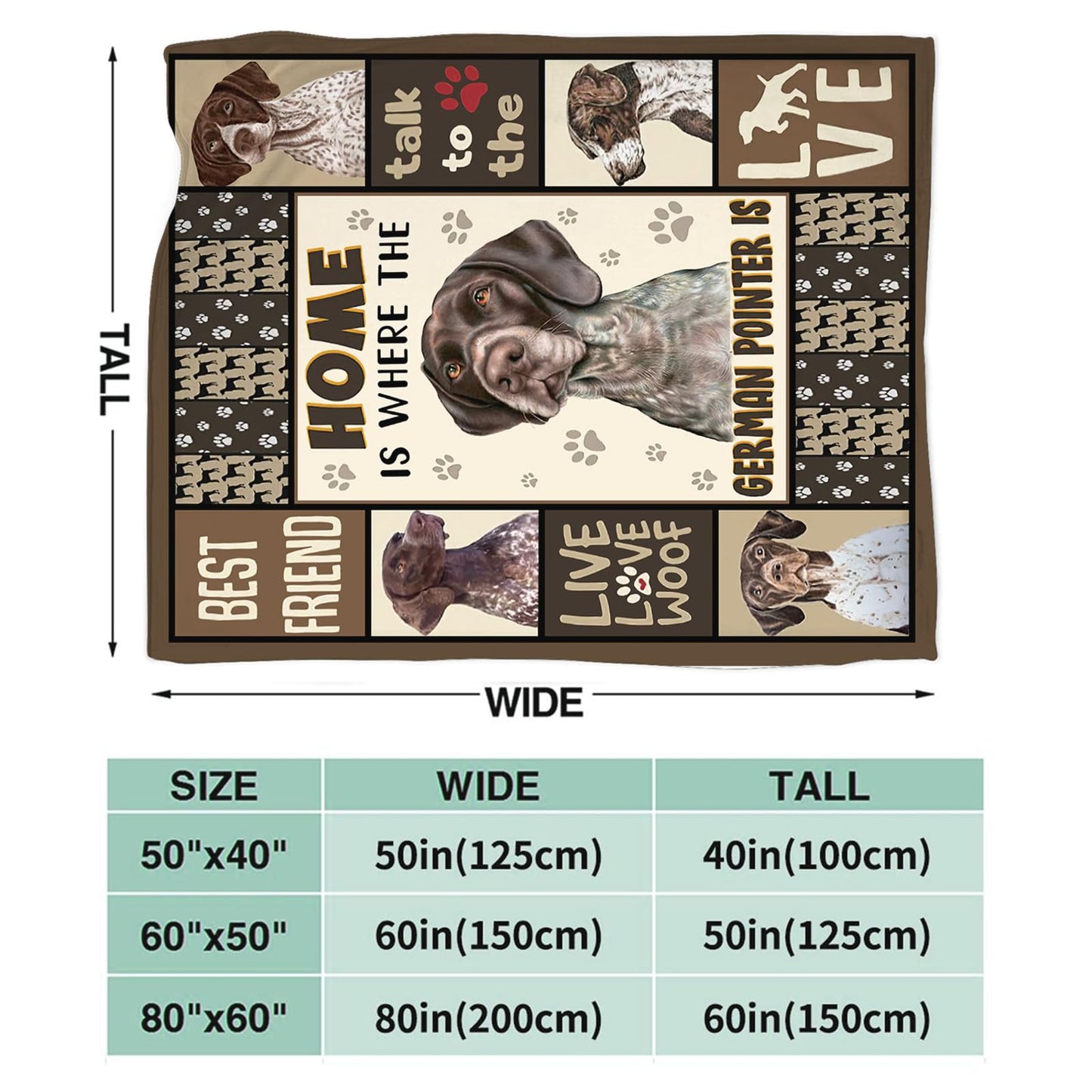 Tijuboni German Shorthaired Pointer Throw Blanket Dog Gifts for Girls Boys Women Men Kids Adults Soft Flannel Fleece Blanket for Couch Sofa Bed Home Decor 40"x50"