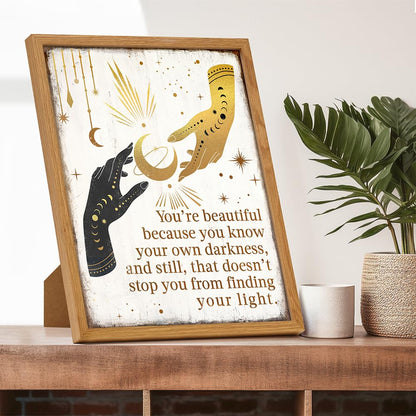 Boho Gothic Wall Decor LARGE 11x14 FRAMED - Witchy Home Decor - positive Quotes Wall Art for Women - Motivational poster Gothic Room Print - Wicca Witch Supplies - Inspirational Decoration for Women