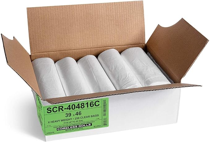Aluf Plastics 45 Gallon Clear Trash Bags