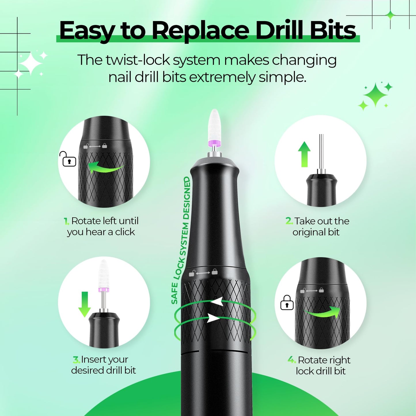 40000RPM Electric Nail File Drill Professional Kit, Drill Machine with LCD Display, Manicure Pedicure Polishing Acrylic Gel Nail Grinder for Salon, Home Use