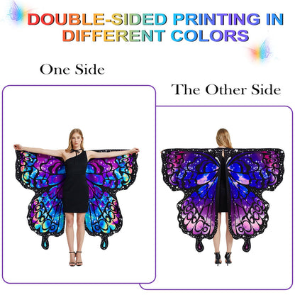 LYL. Ling Halloween Costumes Adult Women，Double-Sided Butterfly Wings Adults，Purple Butterfly Costume for Women，3PCS Fairy Wings Set.
