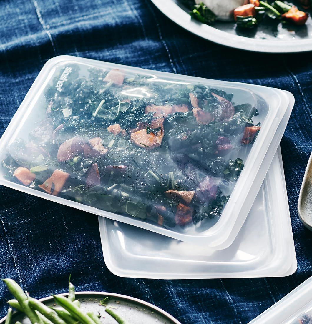 Stasher Premium Silicone Reusable Food Storage Bags, 4-Pack, Endangered Seas, Multi-Use Food Storage Bags, Lunch Bag, Travel Containers, BPA Free, Leak-free, Dishwasher-Safe, Eco-friendly