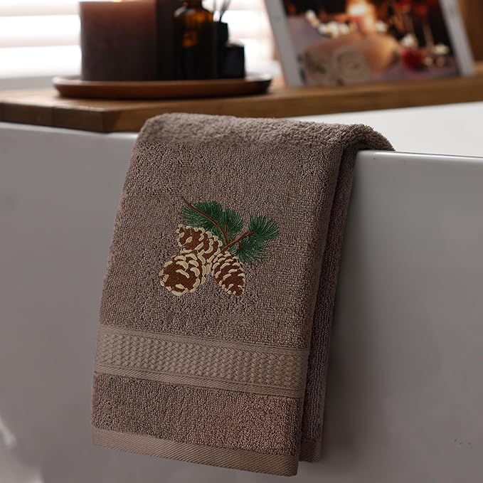 3 Pcs Rustic Pine Cone Hand Towels
