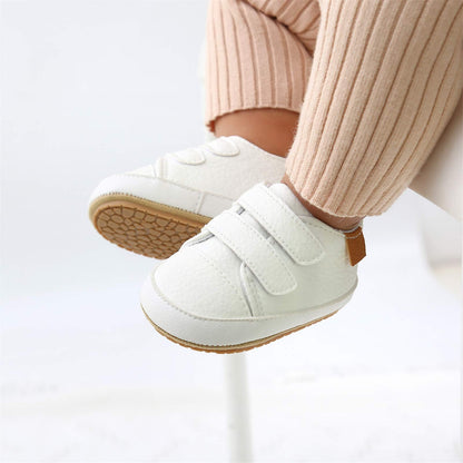 RVROVIC Baby Boys Girls Sneakers Anti-Slip Oxford Loafer Flats Infant Toddler PU Leather Soft Sole Baby Shoes(12-18 Months,Toddler,3-White)