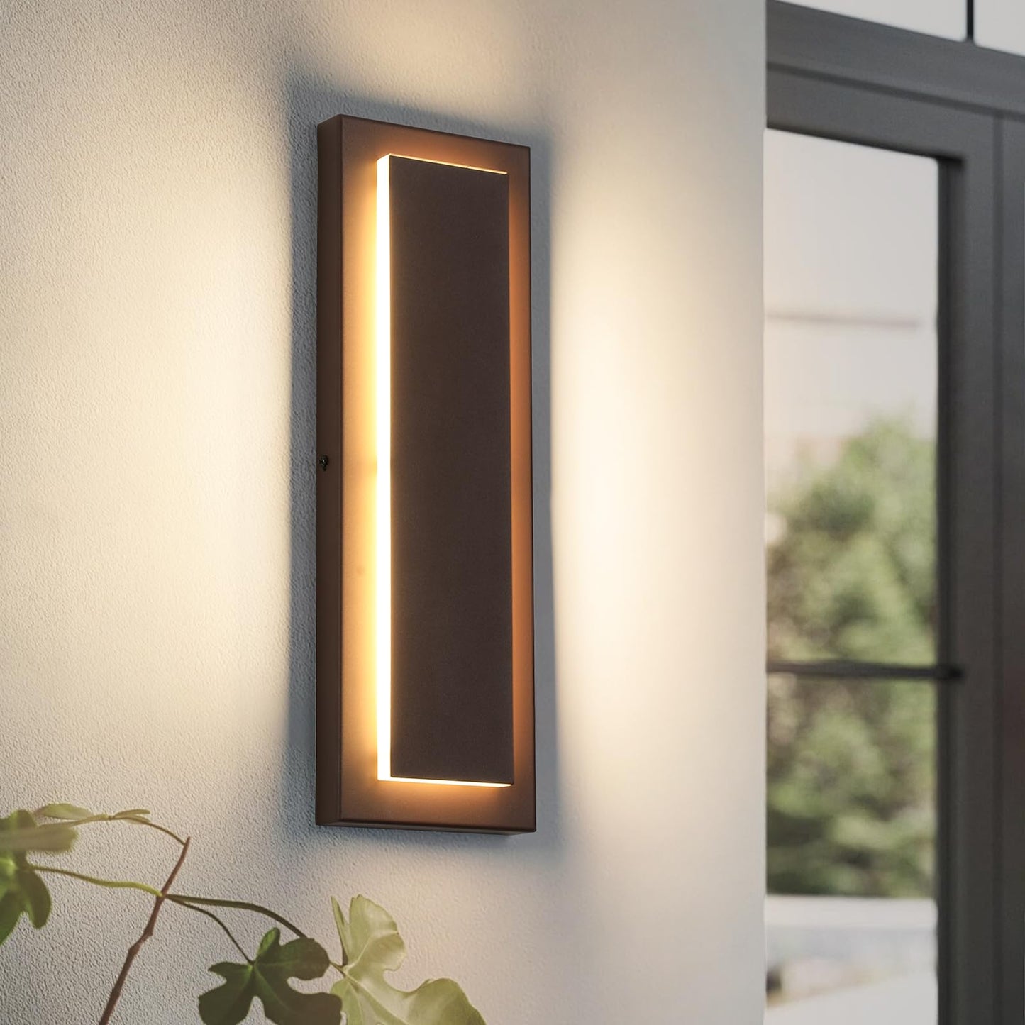 ZSMAIKU 1Pack Brown Outdoor Wall Sconce, Exterior Lights Fixture,Waterproof Wall Lights for House,Porch,Patio,Modern Outdoor Lights,Outdoor Wall Lighting,3000K Warm White,15.7In