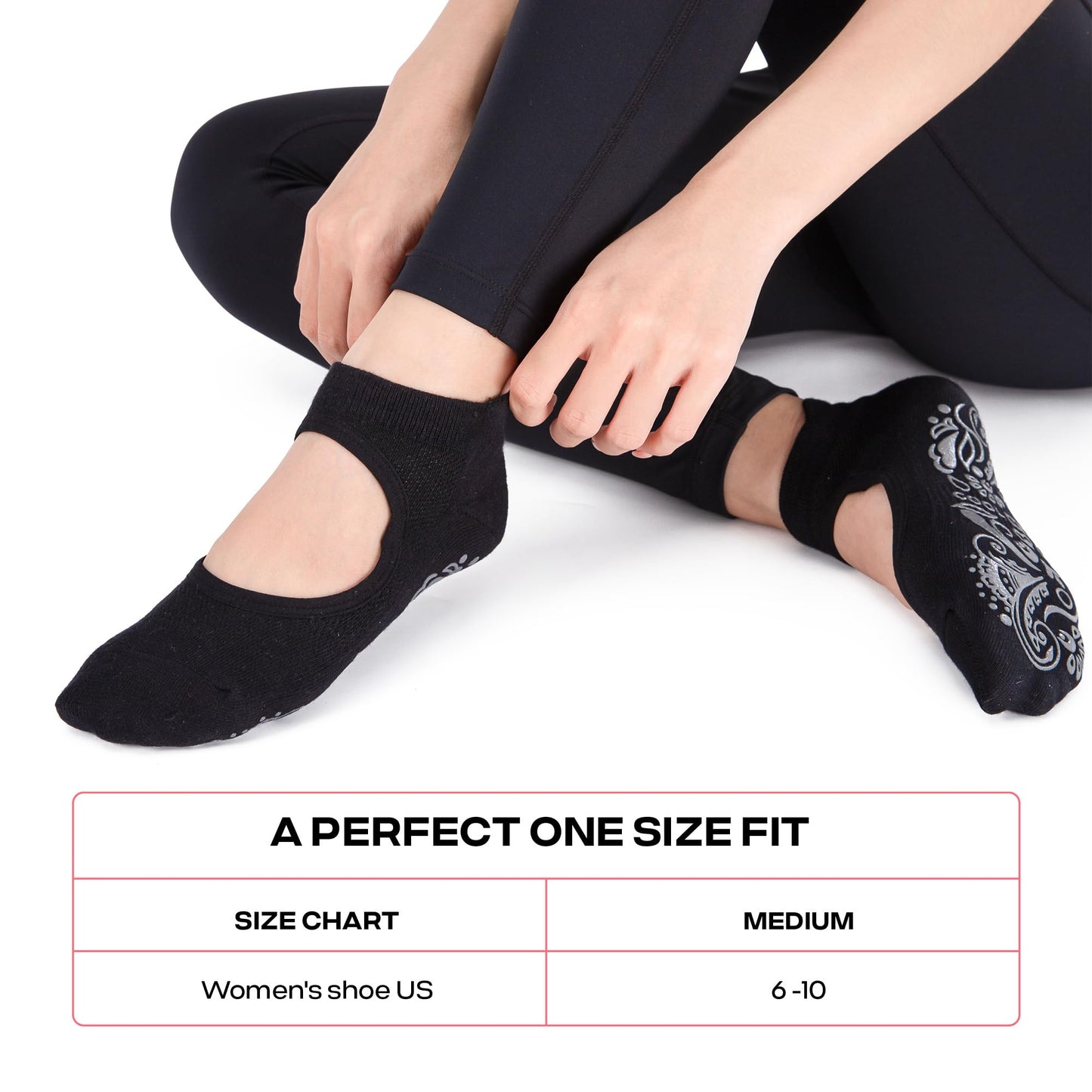 CoolMate Pilates Socks with Grips for Women, Yoga Socks, Crew Non Slip Women for Workout, Barre, Pilates Gifts
