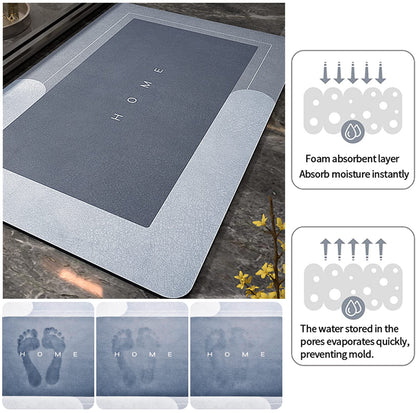 Bingobang Absorbent Bath Mat Non Slip Anti Mould 60 x 40 cm, Diatom Mud Bathroom Shower Floor Mat, Quick-Dry 4 Layer Thickened Rug for Bedroom, Kitchen, Toilet, Door