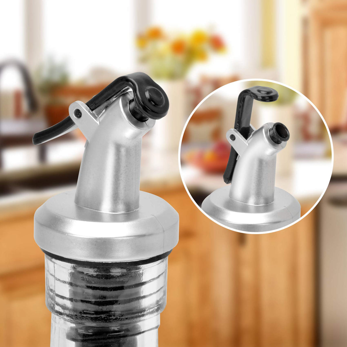 onlyfire Olive Oil and Vinegar Dispenser Set - 2Pack, 12 Oz Stainless Steel Oil Bottles Dispenser for Kitchen Cooking and BBQ (2PCS Funnel included)