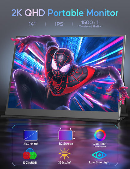 4K Portable Monitor 13.3" 3840 x 2160 UHD USB-C HDMI Laptop Monitor, 100% sRGB IPS Computer Gaming Display HDR Travel Monitor w/Speakers for Laptop Xbox PS5 Switch PC Phone