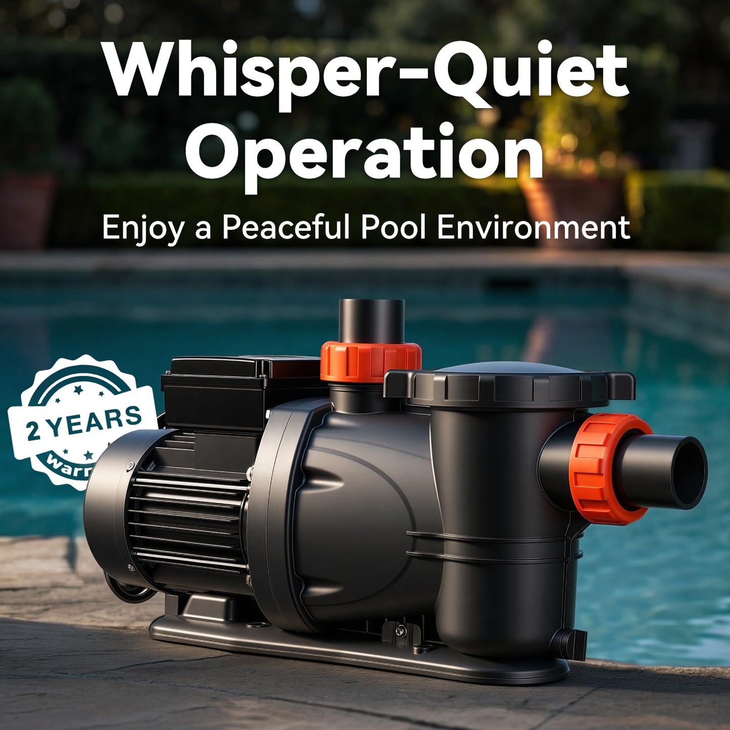 LEO In/Above Ground Pool Pump High Flow Powerful Self Priming Pool Pump,Orange Red