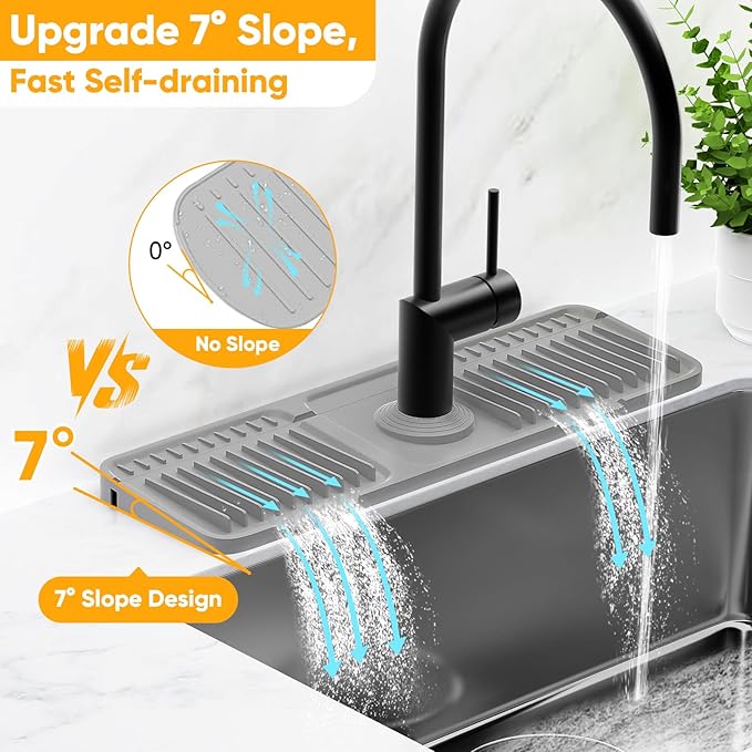 17.7'' Faucet Mat for Kitchen Sink Splash Guard Folding Kitchen Sink Faucet Mat