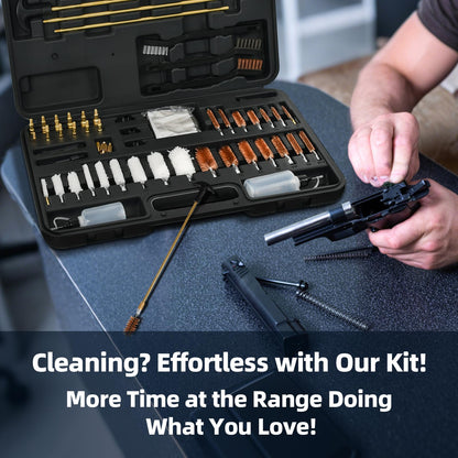 XKV Universal Gun Cleaning Kit for Pistol,Shotgun,Rifle,Airgun,Revolver and Gun Accessories,for Hunting and Shooting,Cleaning Kit with Portable Case,Brushes,Jags and Adapters - Gifts for Men