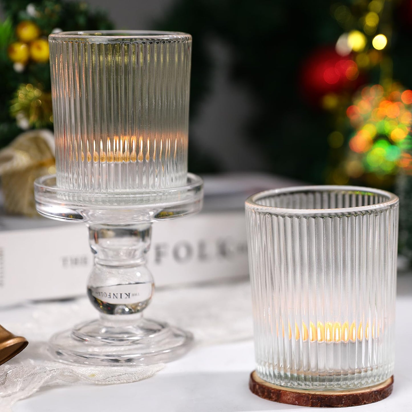 6 Pack Large Votive Candle Holders, 2.8x3.3in Clear Glass DIY Wax Filling Romance Tealight Candle Holders Wedding Decor, Tea Lights Candles Holder for Table Centerpieces (6)