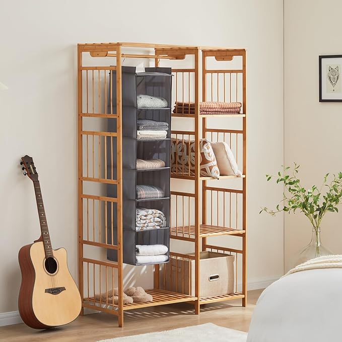 YOUDENOVA Hanging Closet Organizer, 6-Shelf Closet Hanging Shelves