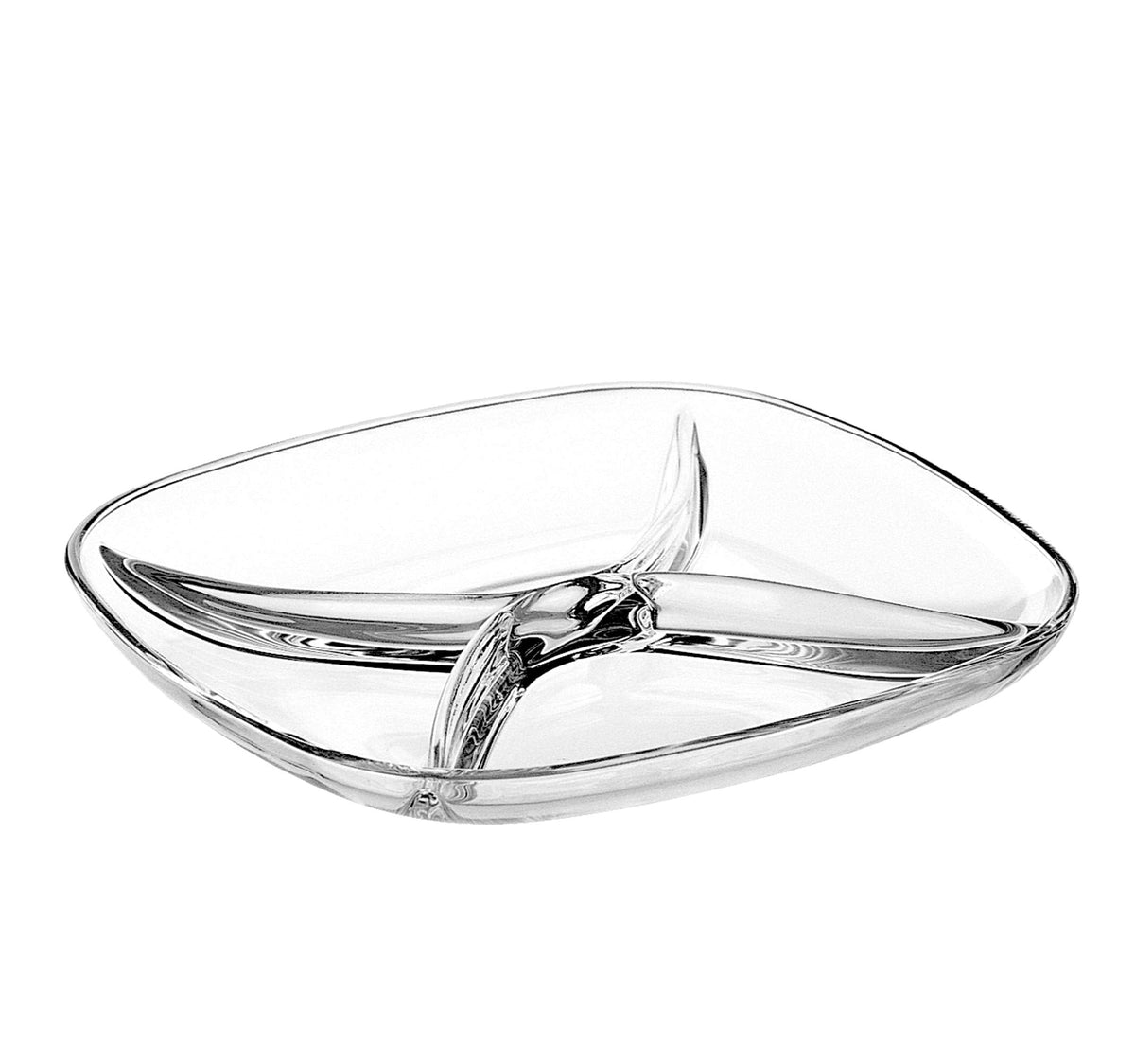 Barski - European Quality - Glass - 4 Sectional - Square - Relish Dish - 9.5" - Diameter - Made in Europe