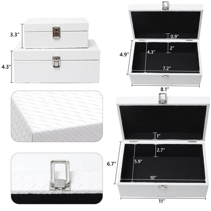 DECOR4SEASON Faux Leather Decorative Jewelry Storage Organizer Boxes Set of 2, White