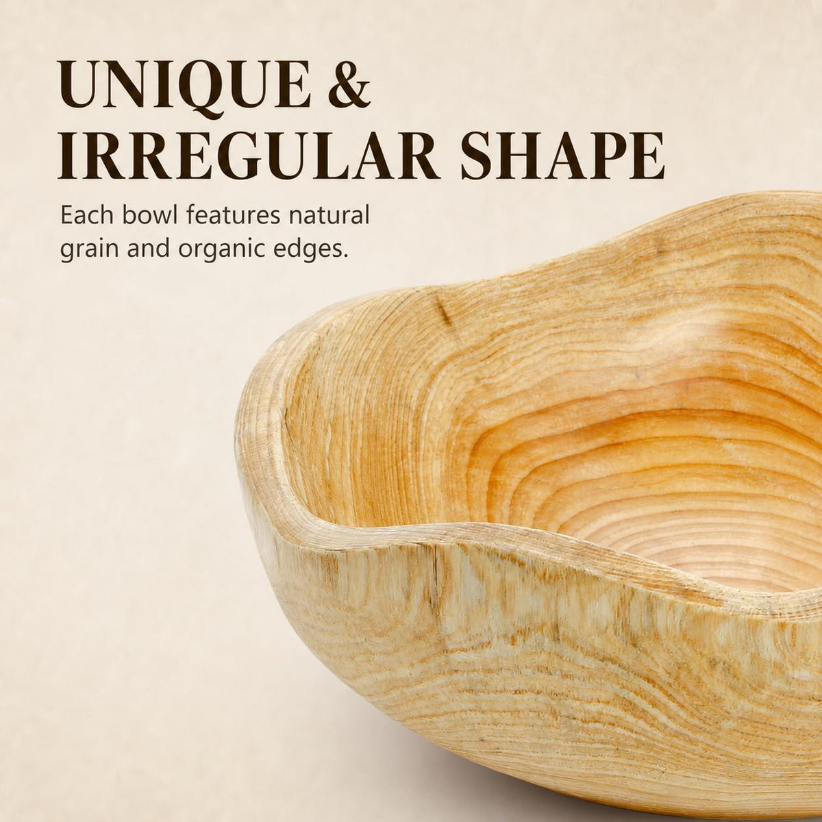 Elsjoy Decorative Natural Wood Bowl, Rustic Wooden Fruit Bowl, Creative Irregular Shaped Wood Serving Bowl for Snack, Candy, Keys, Home Decor