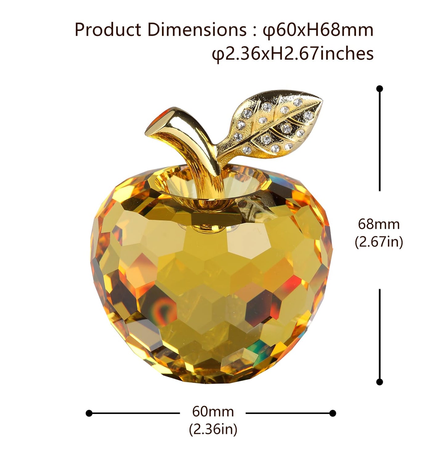 DOJOZ Crystal Apple Valentines Day Gifts Paperweight Craft Decoration Table top Ornament Statue Home Decor (Pink)