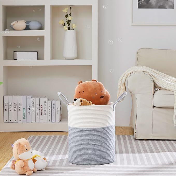 VIPOSCO Large Laundry Hamper, Tall Woven Rope Storage Basket