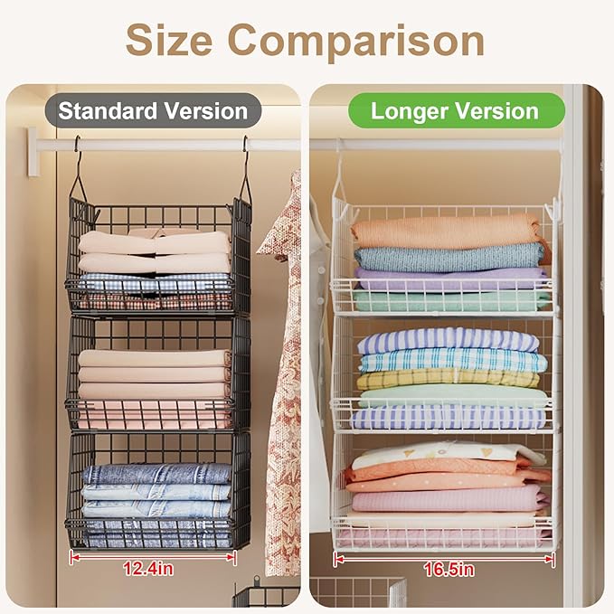 3 Tier Extra Large Closet Hanging Shelves