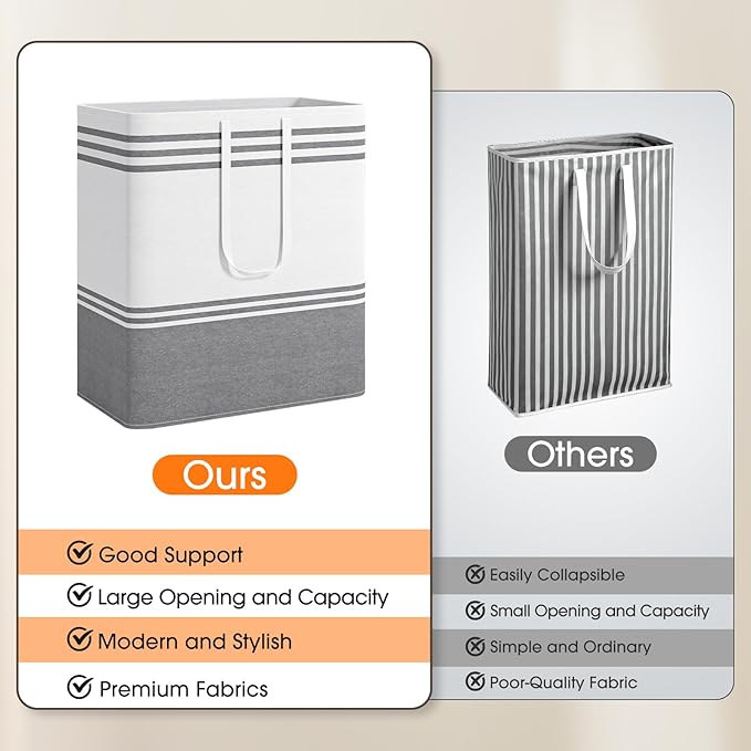 3 Pack Large Laundry Baskets, Laundry Hampers, Freestanding Waterproof