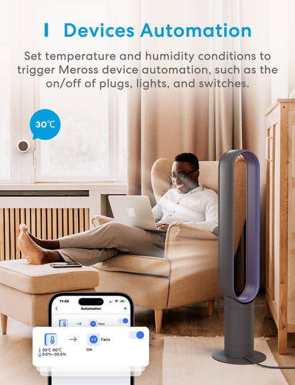 Meross Smart Thermometer Hygrometer, Hub Required, WiFi Indoor Temperature Humidity Sensor, Data Storage and Temperature Monitor Apple HomeKit, Alexa, Google, SmartThings Supported, Hub Not Included