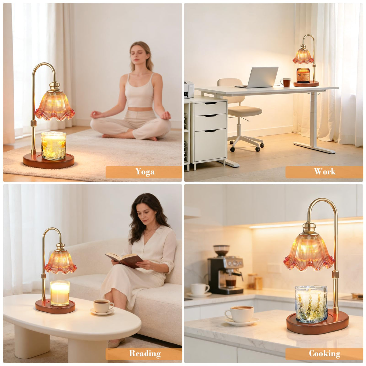 Banbanda Candle Warmer Lamp with Timer: Mothers Day Gifts,Birthday Gifts for Women, House Warming Gifts New Home Decor – Height Adjustable Candle Lamp - Walnut Solid Wood Base, with 2 Bulbs