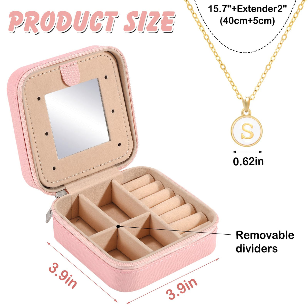 URSKYTOUS Travel Jewelry Case For Women Girls Personalized Small Jewelry Box Cute Mini Jewelry Organizer Holder for Women Birthday Gift for Girlfriend Wife Couple Gift Anniversary Christmas Gifts(S)