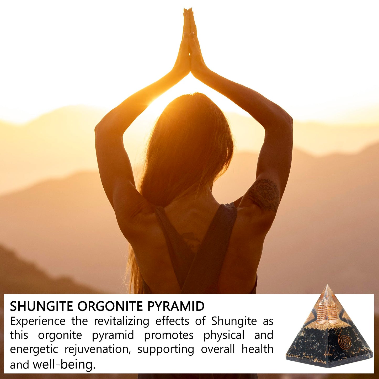 Shungite Orgonite Pyramid for Energy cleansing, Protection, Grounding Energy, Spiritual Healing | Handmade Orgonite pyramids with Copper Coil and Crystal Quartz for Chakra Protection