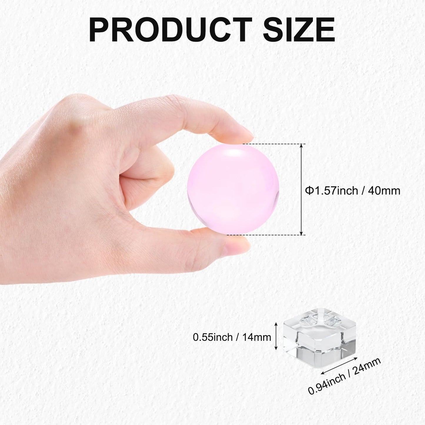 M METERXITY 40mm/1.6 Inch K9 Crystal Glass Ball with Stand Solid Crystal Ball Sphere Ornament for Home/Office/Photography/Magic [Pink]