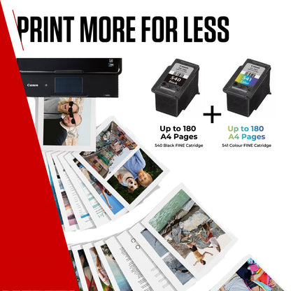Canon Ink & Paper Multipack - PG-540/CL-541 Genuine Printer Ink Cartridges 2 Pack (1 x Black, 1 x Colour) & 4x6 Photo Paper (50 x Sheets)