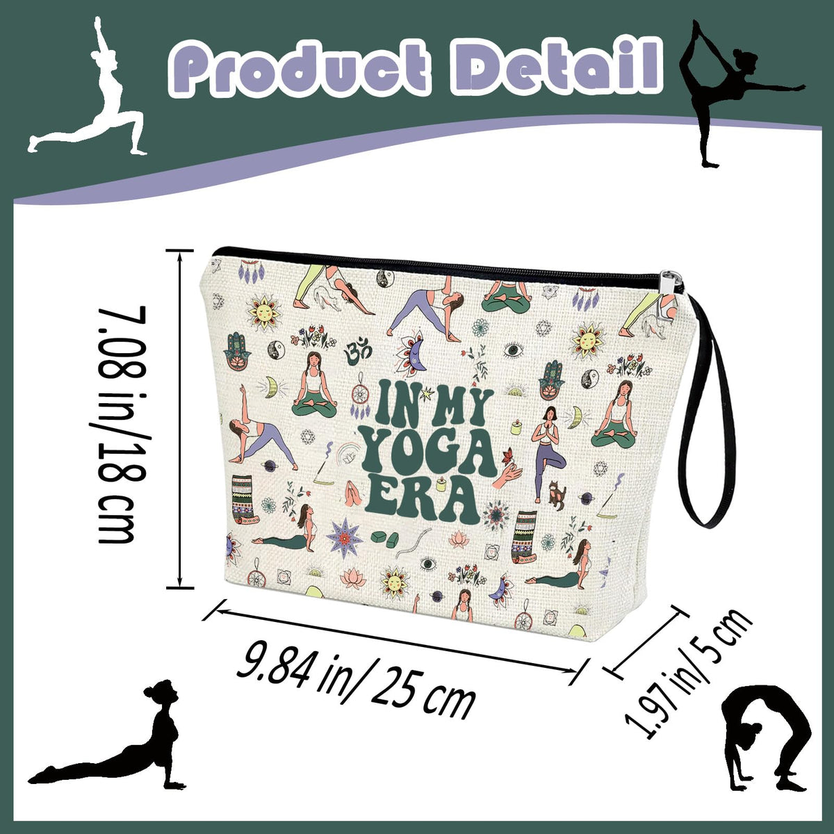 APAKUTA Yoga Gifts for Women Funny IN MY YOGA ERA Zipper Bag, Gift for Yoga Lovers Yoga Stuff Makeup Bag Meditation Birthday Christmas Gifts for Sister Friends Yoga Instructor