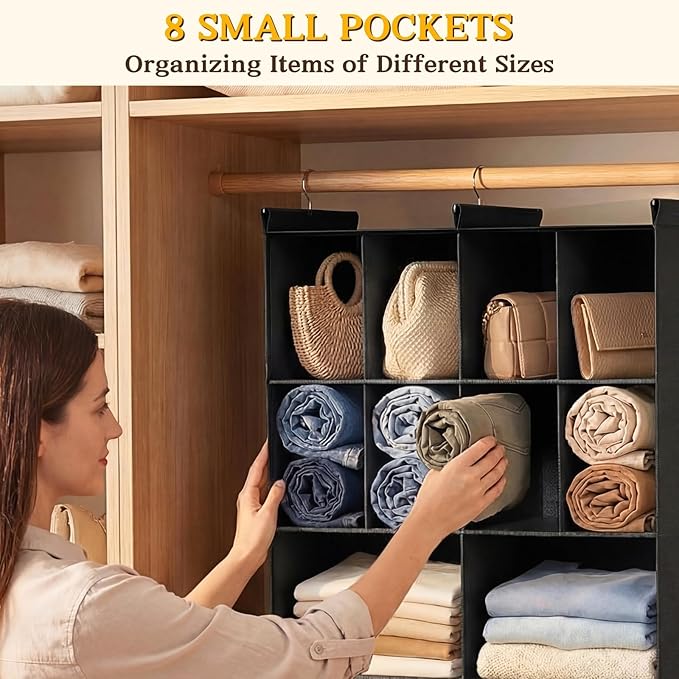 Ofiray-home 3 Tier Hanging Closet Organizer, 10 Compartments Sweater Organizer