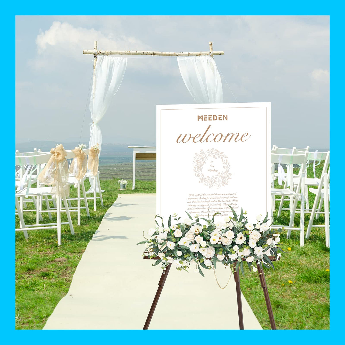 MEEDEN Easel Stand for Wedding Sign: Wood Tripod for Poster Board - Wooden Easel Standing for Display Welcome Picture