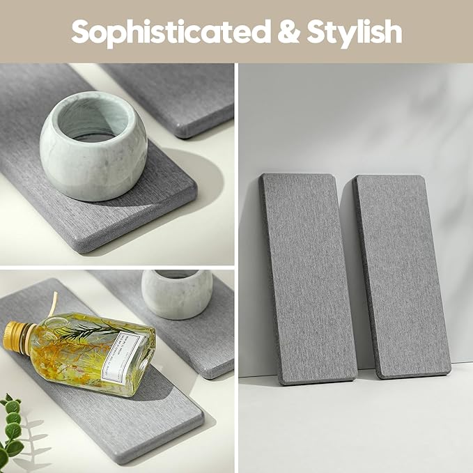 2PCS Bathroom Counter Vanity Trays, Water Absorbing Diatomite Stone Quick