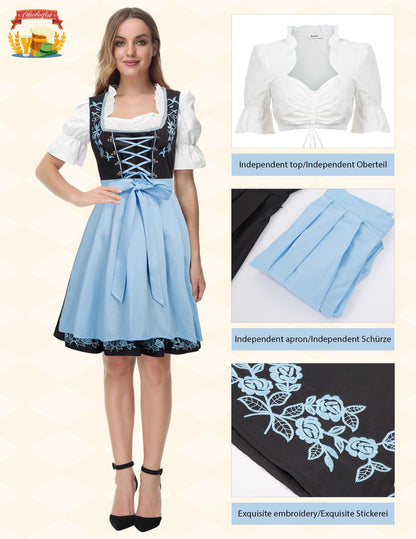 JASAMBAC Women's German Dirndl Dress for Halloween Beer Costumes Size M Color Black