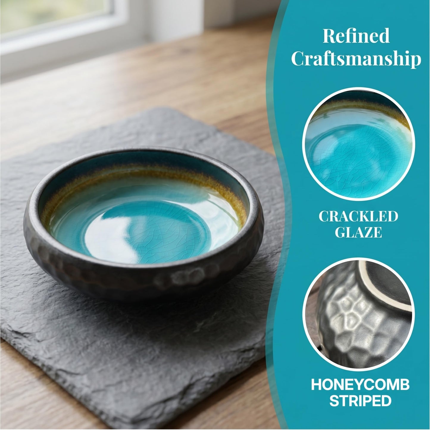 Anywind 6 Inch Incense Holder with Ash Catcher,Handmade Crack Blue Glaze Ceramic Incense Burner Bowl with 9-Hole Design for Sticks,Cones & Coils - Perfect for Meditation,Yoga & Zen Home Decor