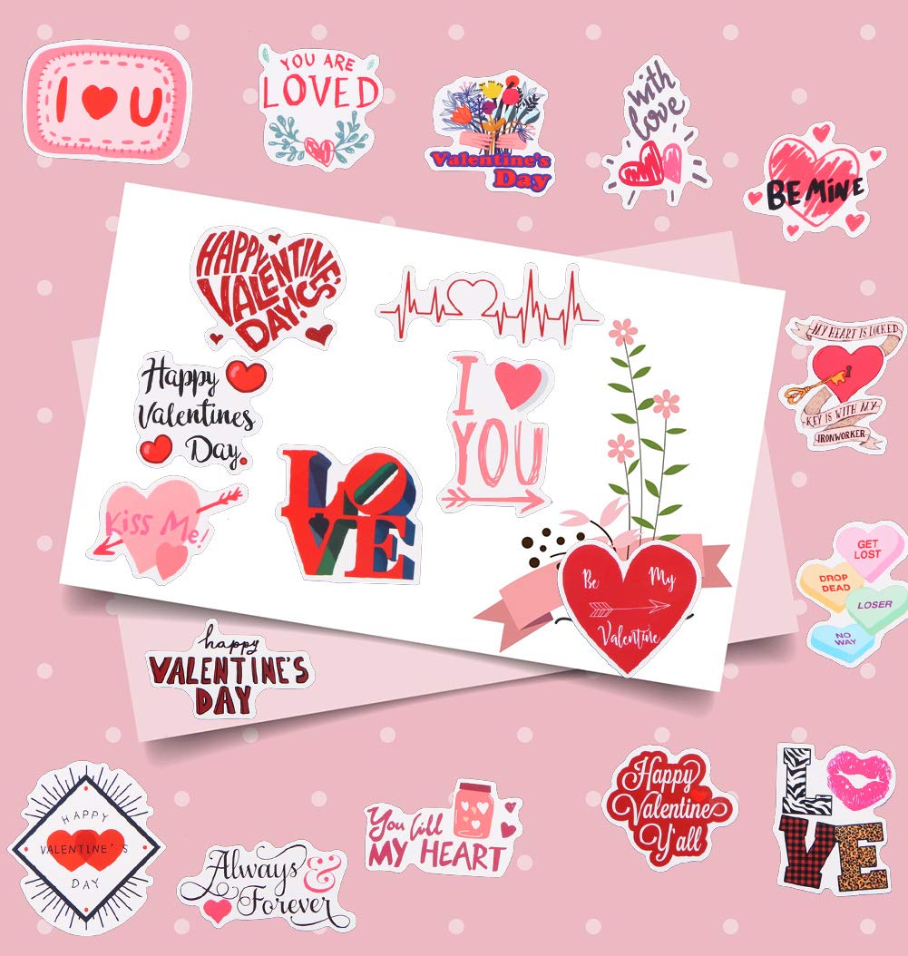 FaCraft Valentines Day Stickers - Love Sticker Scrapbook Stickers for Laptop Gift Box Envelopes Seal I Love You Card, Couple Daily Planner, Weeding Scrapbooking Supplies Valentine Sticker