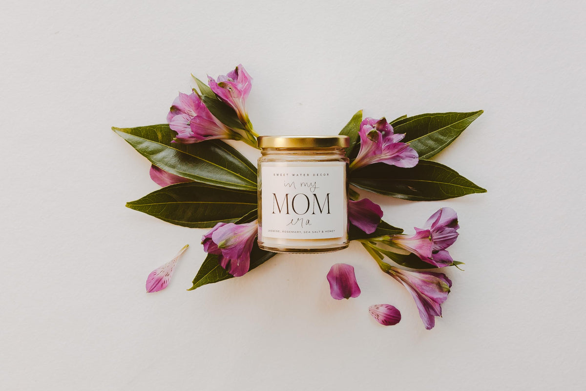 Sweet Water Decor in My Mom Era Candle - Jasmine, Rosemary, Sea Salt, and Honey Scented Candle - 9 oz Soy Candle in Clear Jar with 40+ Hours Burn Time - Mother's Day Gifts for Mom