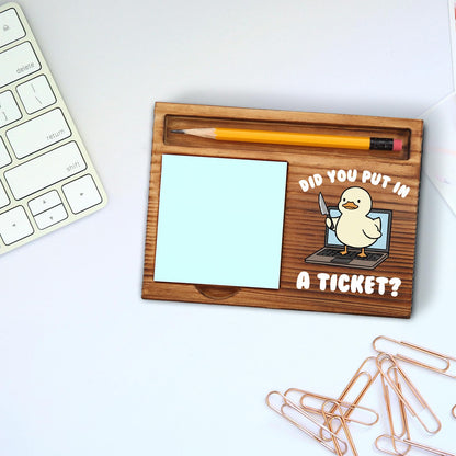 Funny Did You Put in a Ticket Goose Sticky Note Holder, Sarcastic Work Burnout Humor Gifts for Women Men Project Manager Technology Developers IT Technician Coworker Friend ZSS108