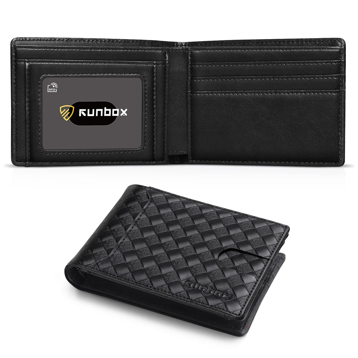 RUNBOX Wallet for Men Slim 11 Credit Card Holder Slots Leather RFID Blocking Small Thin Men's Wallet Bifold Minimalist Front Pocket Large Capacity Gift Box