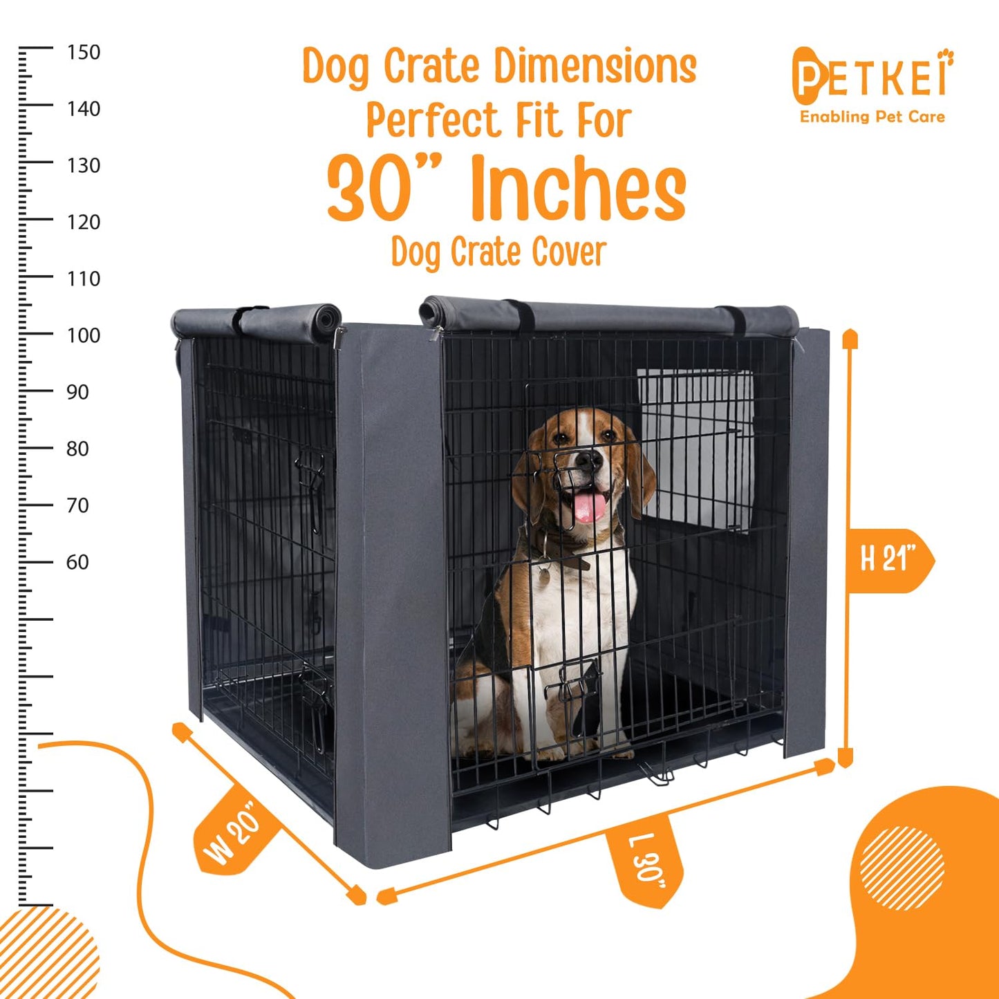 PETKEI Dog Crate Cover for Dog Crate Medium, Durable Polyester PU Coated Dog Cage Cover Designed for 1 & 2 Door Cage, Includes 1 Breathable Mesh Window & 1 Pocket for 30 Inch Dog Crate(Cover Only)