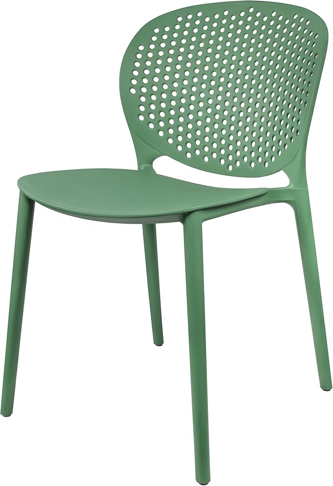 2xhome Set of 4 Patio Dining Chairs | Modern Stackable Outdoor Pool Side Chair | Weather Resistant Plastic for Yard, Porch, Balcony, Kitchen, Green