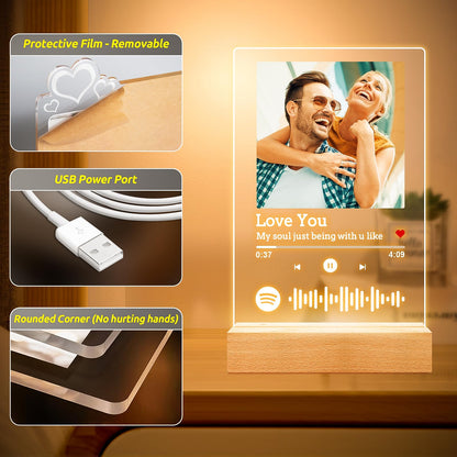 Custom Spotify Plaque, Custom Acrylic Song Plaque Picture Frames, Personalized Photo Frame, Personalized Anniversary Birthday Valentines Day Gifts for Her Him Women Men Girlfriend Boyfriend Couple
