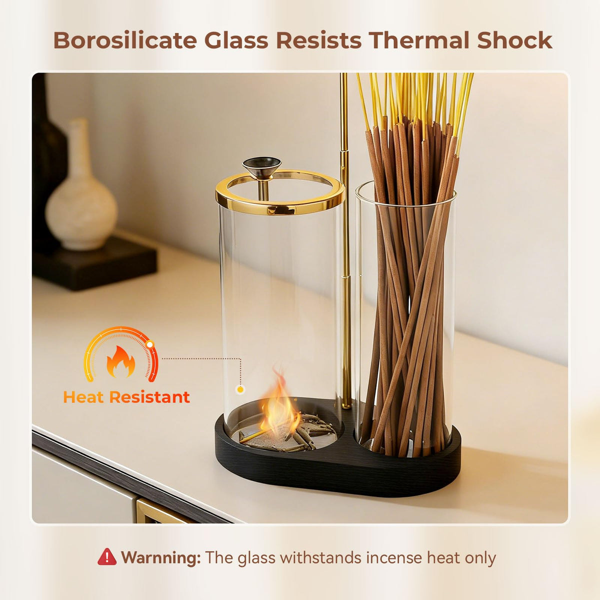 3 in 1 Incense Holder for Sticks Upside Down Anti-Ash Incense Burner with Glass Ash Catcher Backflow Cone Incense Diffuser with Adjustable Threaded Mounting for Mediation Yoga Spa Gifts Home Decor
