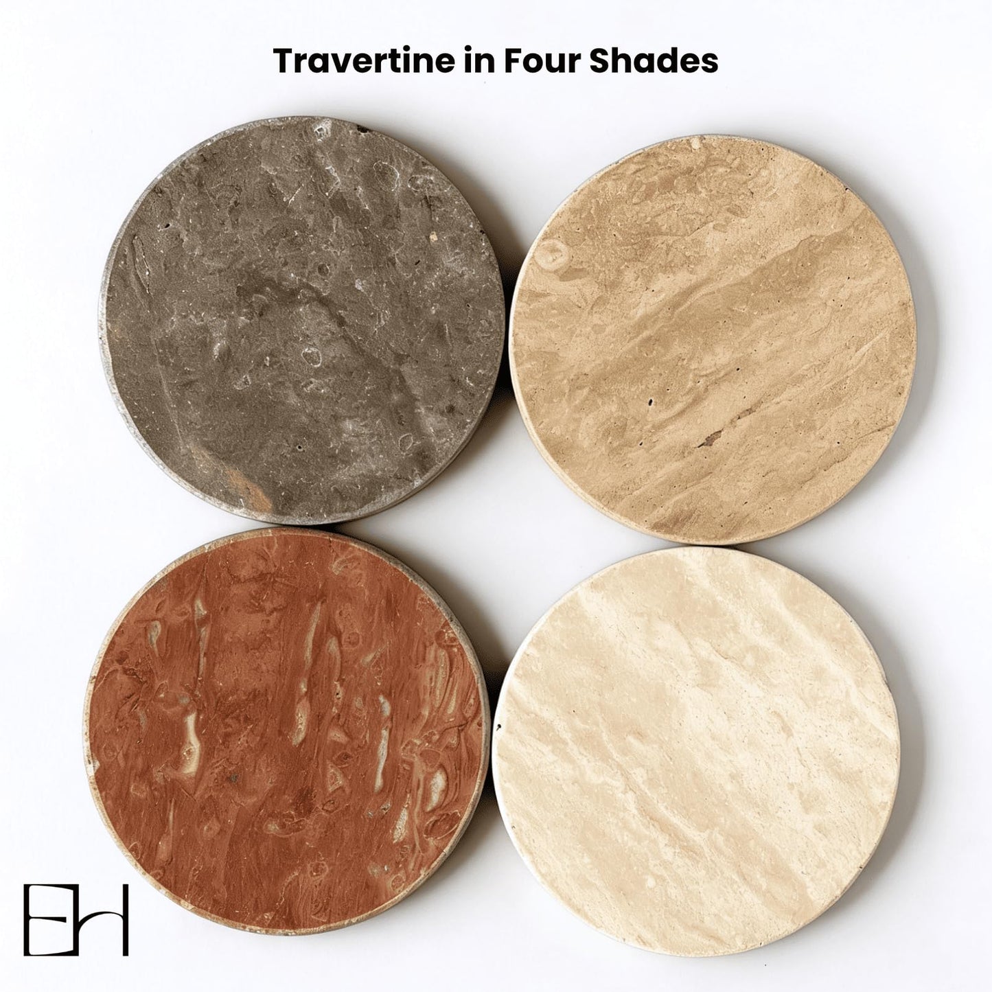 Marble Coasters Set of 4 - Stone Coaster for Drinks, Coaster with Cork for Tabletop & Coffee Table Decor, Ideal Home Decor House Warming Gifts (Quartet Travertine)