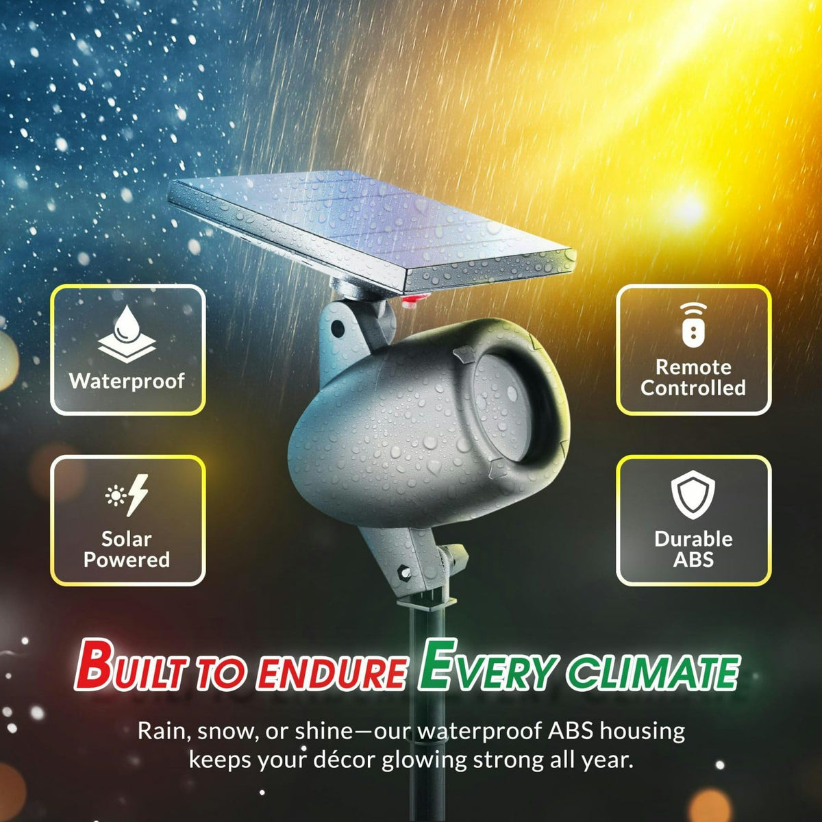 Outdoor Christmas Projector Laser Light, Solar Powered - STARTASTIC Christmas Lights, Covers 600 Sq Ft, Waterproof, Easy Installation, Auto-On, Wireless Remote Control, 5 Modes, House, Yard, Party
