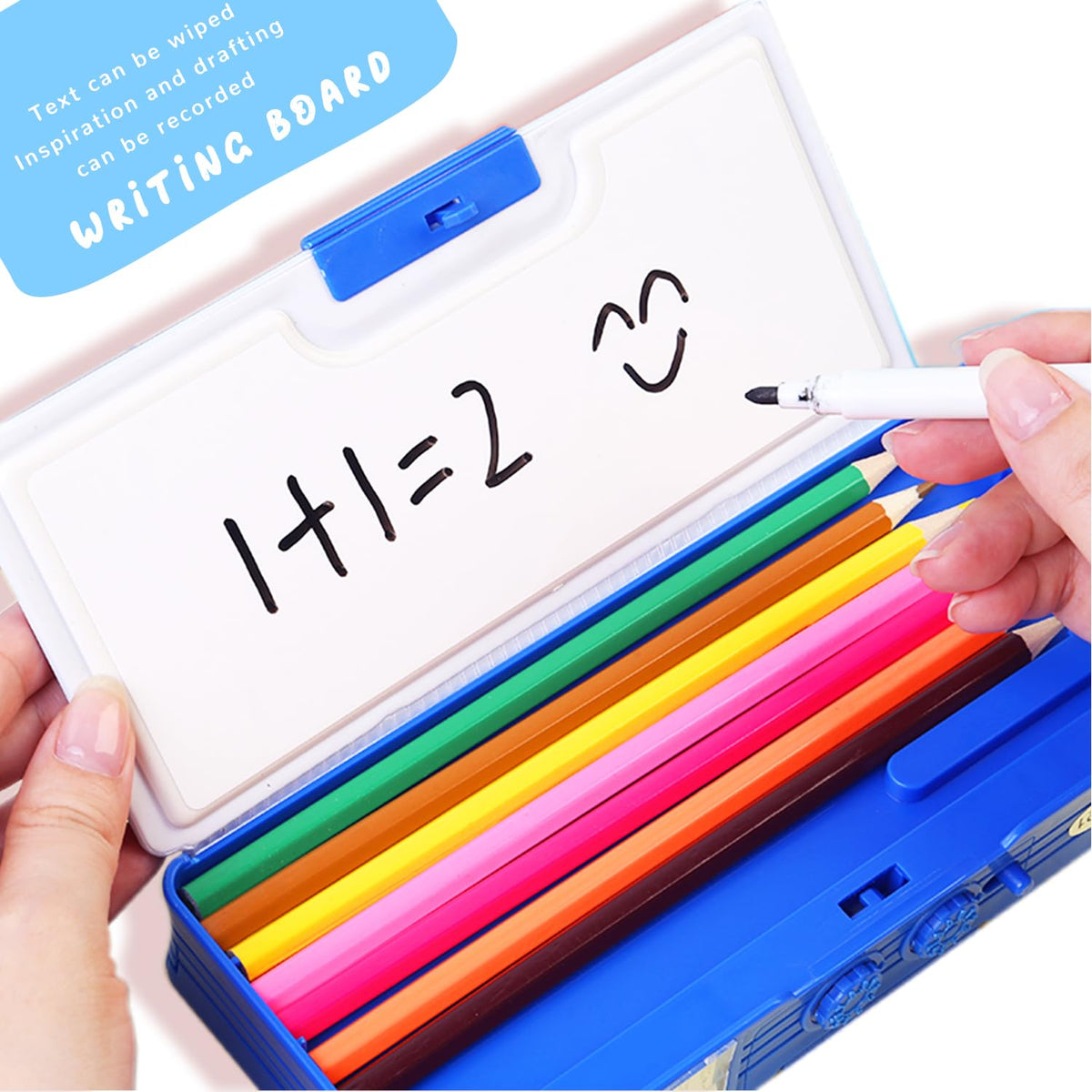LilyBeauty Pop Up Multifunction Pencil Case for Girls and Boys, Cute Cartoon Pen Box Organizer Stationery, Sharpener, Schedule, Whiteboard, School Supplies, Best Gifts for Kids (Blue Space)