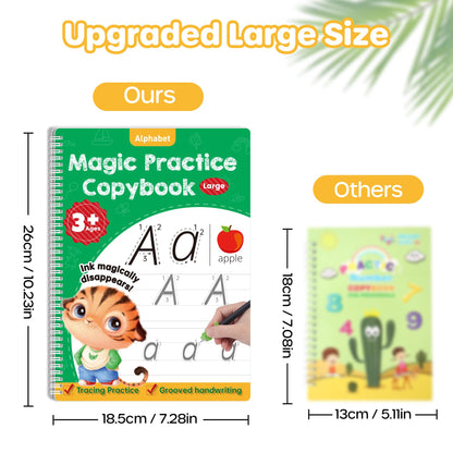 Magic Grooved Handwriting Practice Books, Large Reusable Copybooks for Children, Learn to Write Number Letter Tracing Workbook, Learning Resources for Kids Age 3-8 Kindergarten Preschool Calligraphy